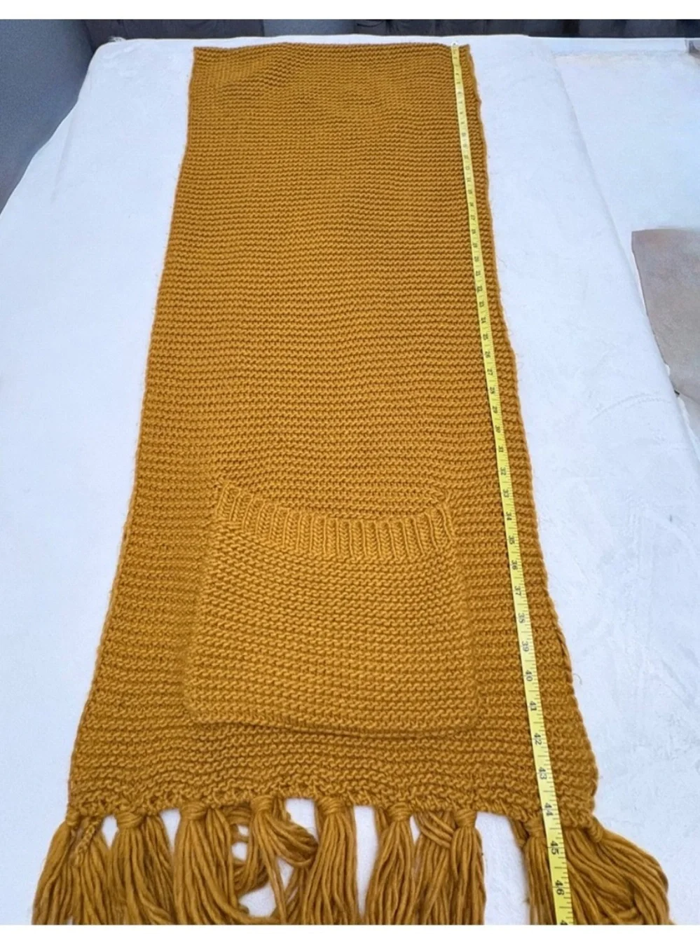 Pilcro Anthropologie Knit Fringe Scarf with Pockets